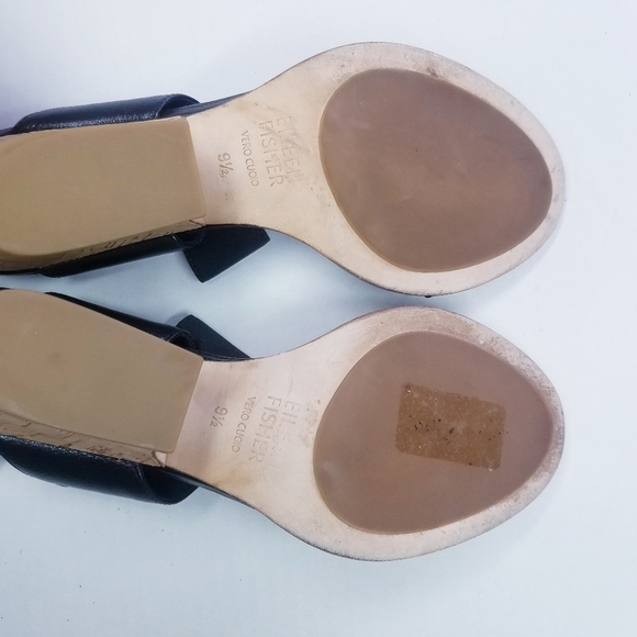🌸 Eileen Fisher | Leather Wedge Sandal, size 9.5‎ , Black - Picture 5 of 6